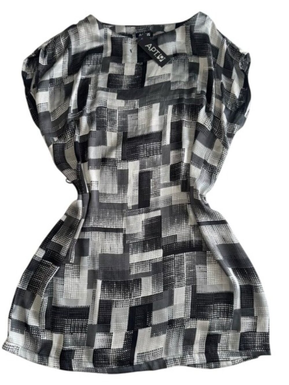Apt 9 Patterned Dress | Lightweight | Woman Size Large | Black, White & Grey NWT